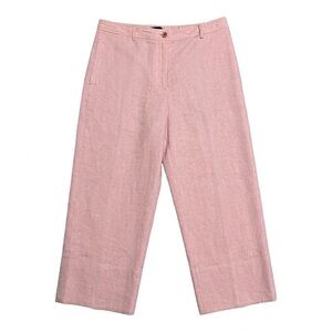 015 THEORY Women's Wide Leg High Rise Ankle Linen Pants - Pink, Sz 12